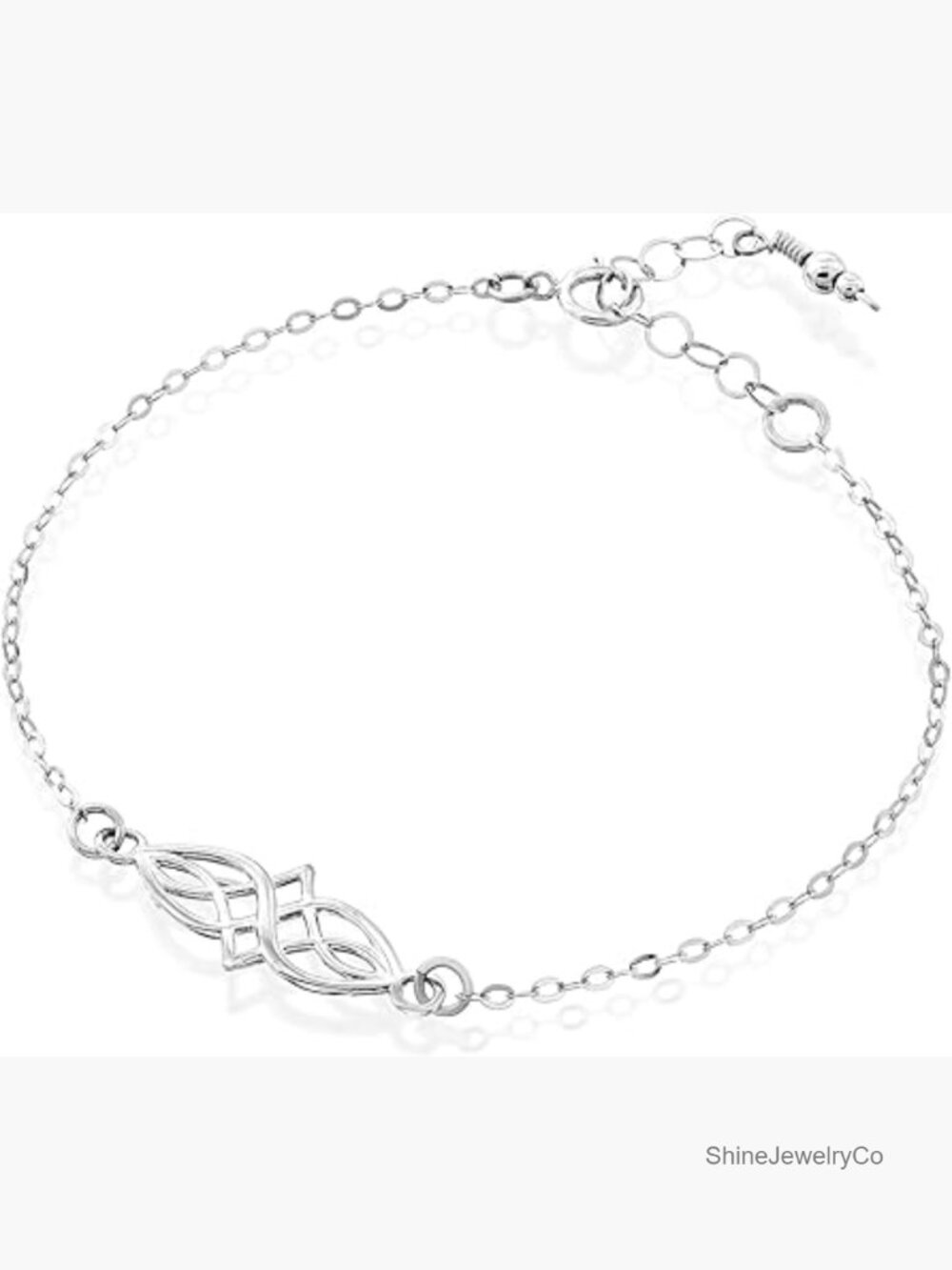 Celtic Knot Charm Bracelet Sterling Silver Adjustable 6.5-7.5in